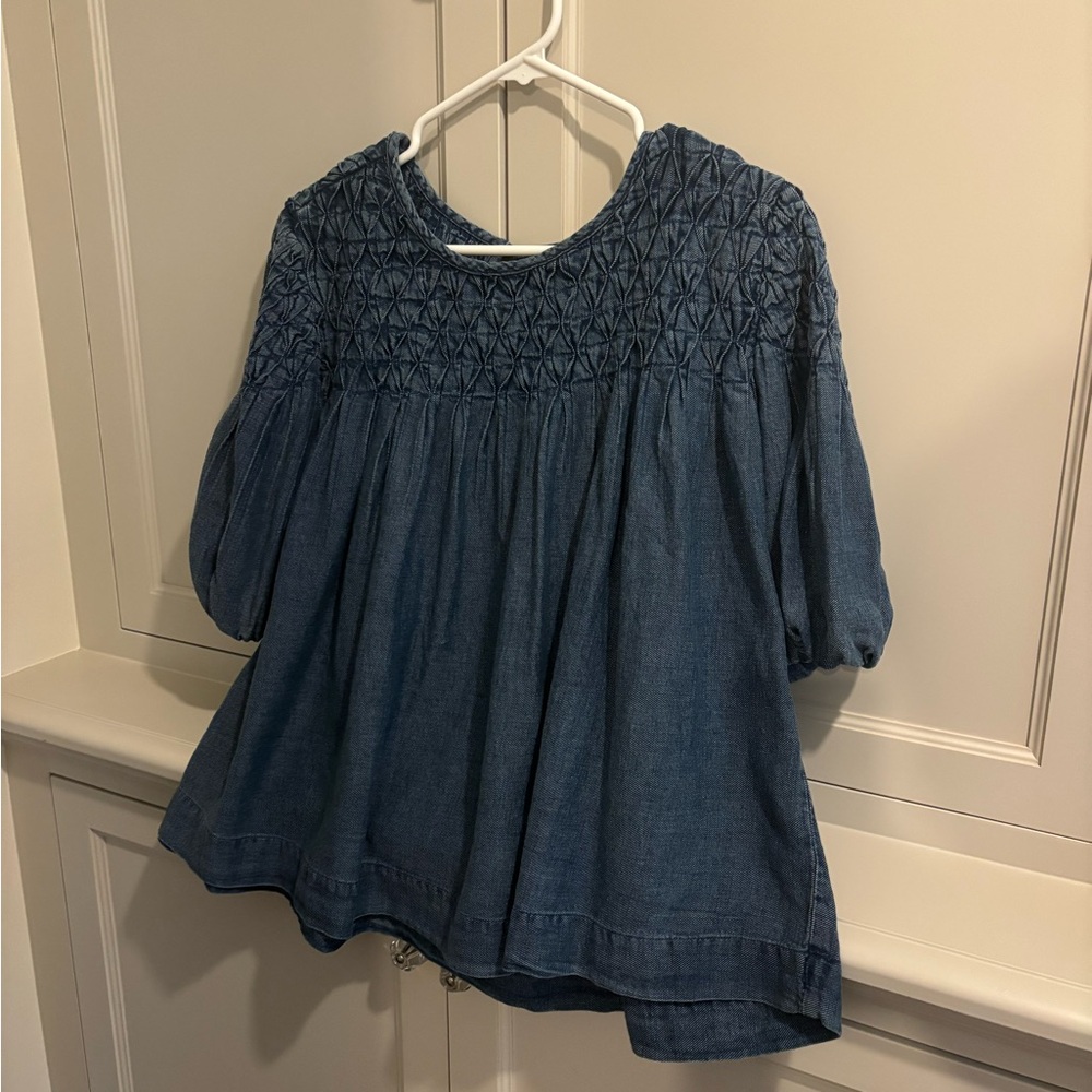 Anthropologie Denim Short Sleeve Top